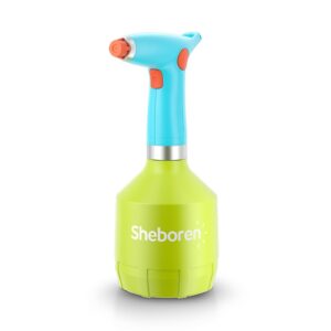 1l electric spray bottle sheboren electric plant mister battery sprayers in lawn and garden fertilizing automatic plant mister spray bottle with adjustable spout for plants, household cleaning (green)