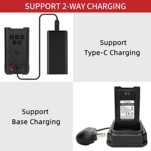 Baofeng UV-9R Waterproof Battery Support Type-C Charge BL-9 2800 mAh Li-ion 7.4V Replacement Two-Way Radio Battery for UV-9R Pro UV-9G GMRS-9R UV-9R Plus BF-T57 Walkie Talkies