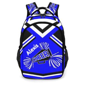 anneunique custom cheer pom cheerleaders blue backpack multifunctional waterproof laptop bag for travel gift