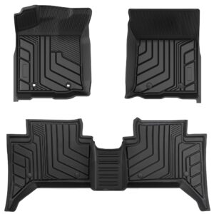 autosaver88 floor mats compatible for 2018-2023 toyota tacoma double cab, custom fit tpe all weather car liners, 1st & 2nd row floor liners, black