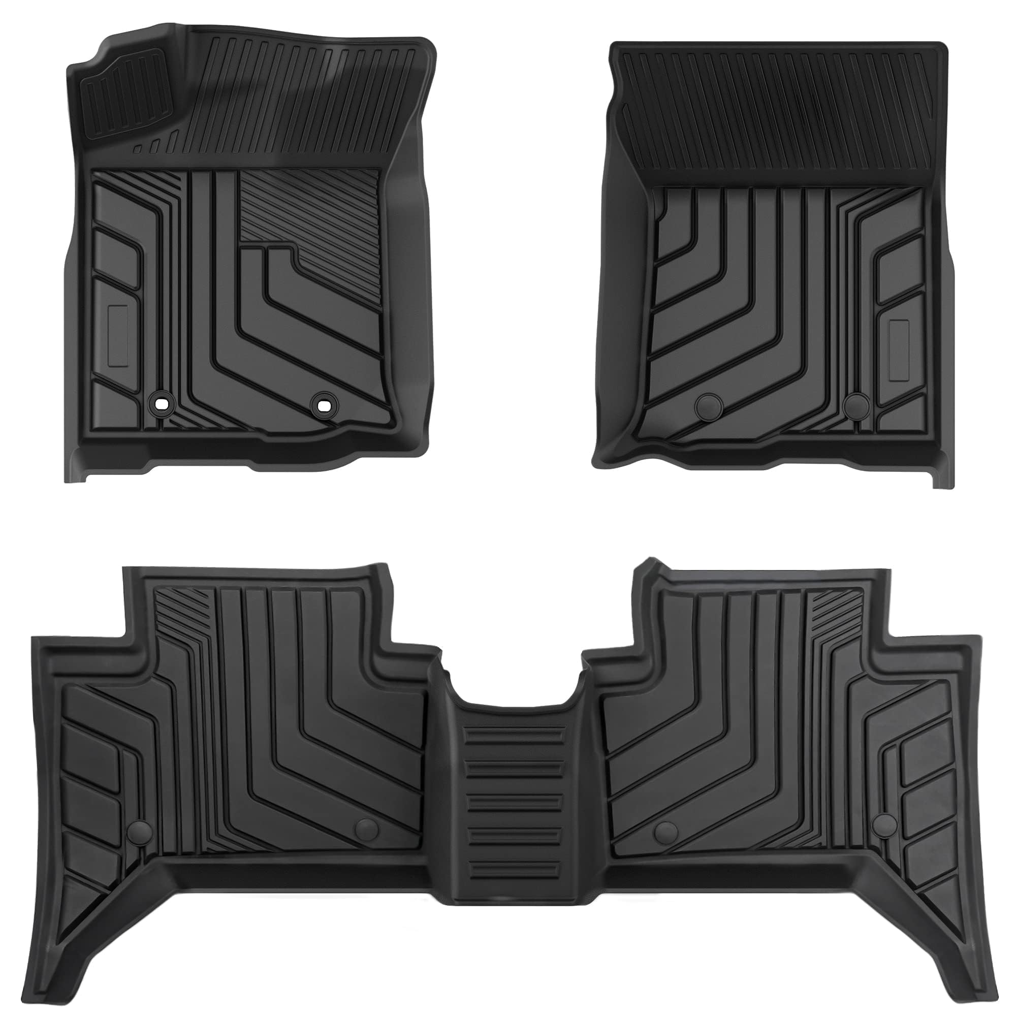 AUTOSAVER88 Floor Mats Compatible for 2018-2023 Toyota Tacoma Double Cab, Custom Fit TPE All Weather Car Liners, 1st & 2nd Row Floor Liners, Black