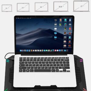 Laptop Cooling Pad with 5 Cooling Fans, Laptop Fan Cooling Pad for 14-17 Inch, Gaming Laptop Cooler Stand with 6 Height Adjustable, Notebook Cooler Pad with Two USB Port [2022 Version]