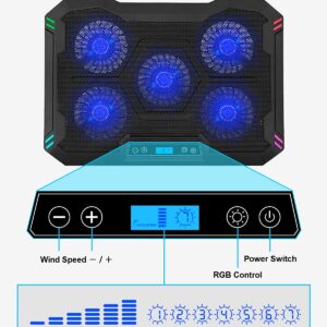 Laptop Cooling Pad with 5 Cooling Fans, Laptop Fan Cooling Pad for 14-17 Inch, Gaming Laptop Cooler Stand with 6 Height Adjustable, Notebook Cooler Pad with Two USB Port [2022 Version]