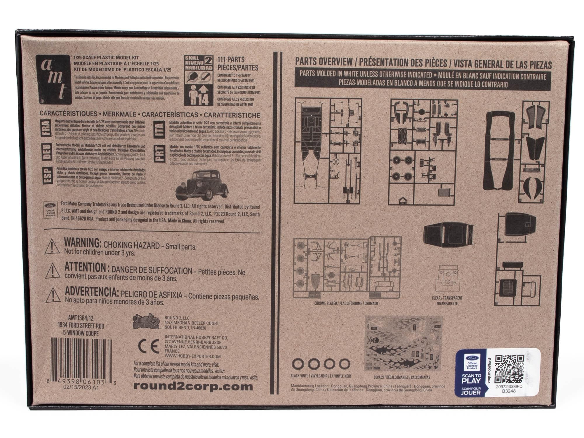 AMT 1934 Ford 5-Window Coupe Street Rod 1:25 Scale Model Kit