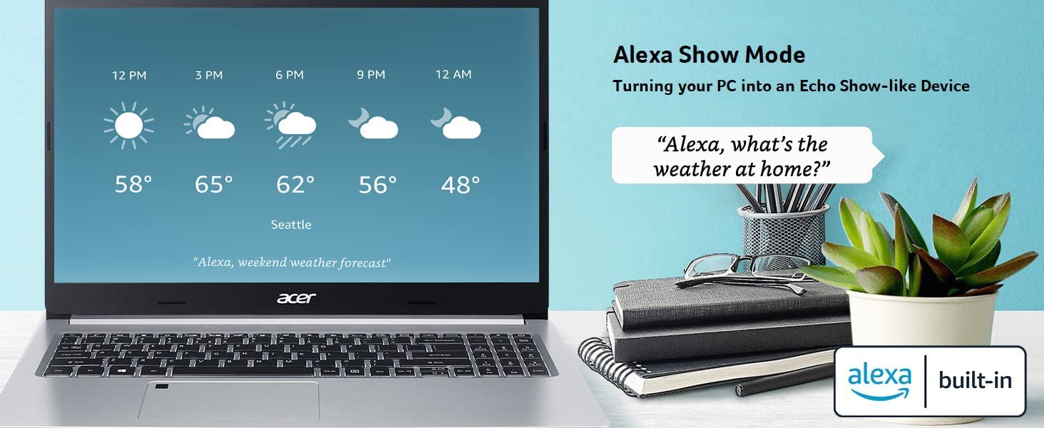 acer Aspire 5 Slim Laptop, 15.6" FHD IPS, AMD Ryzen 3 3350U Quad-Core Mobile Processor, 20GB DDR4 RAM, 512GB SSD, WiFi 6, Backlit KB, Fingerprint Reader, HDMI, Amazon Alexa, Windows 11, Silver