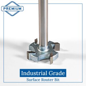 IDC WoodCraft 1" Surfacing CNC Router Bit for Spoilboard, Slab Flattening, Wood Surfacing, Resurfacing Spoil Board - 1" Cutting Diameter, 1/4" Shank, Carbide Tipped - Extra Smooth Woodworking