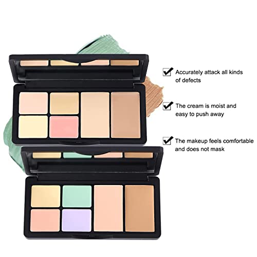 6 Colors Correcting Concealer Palette, Makeup Cream Contour Palette with Brush, Contouring Foundation Highlighting Concealer Palette for Conceals Dark Circles, Redness, Acne, Blemish