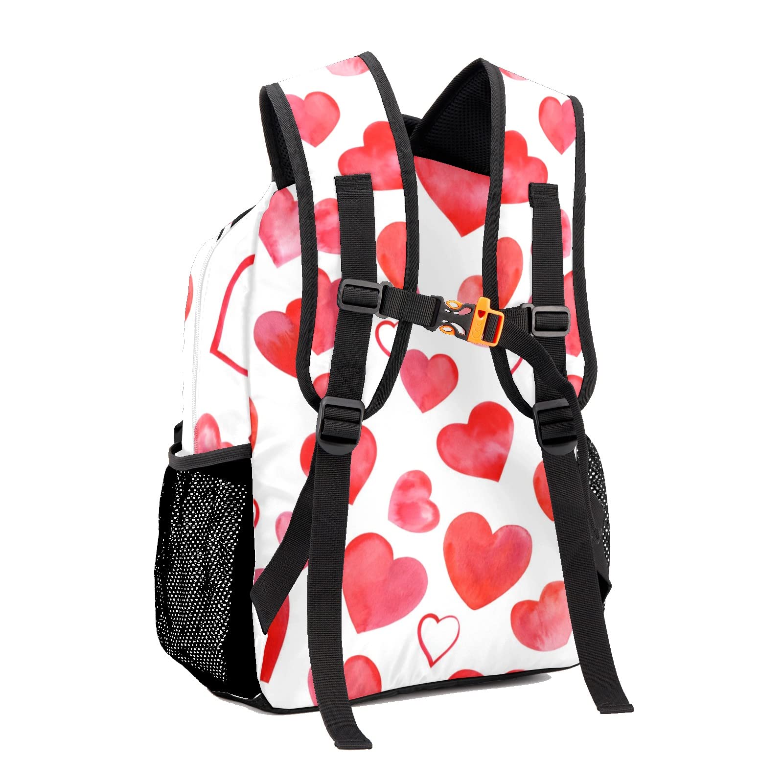 BEYODD Custom Kids Backpack, Personalized Student School Bags for Boys & Girls, Bookbags for Travel Red Hearts Black Girl