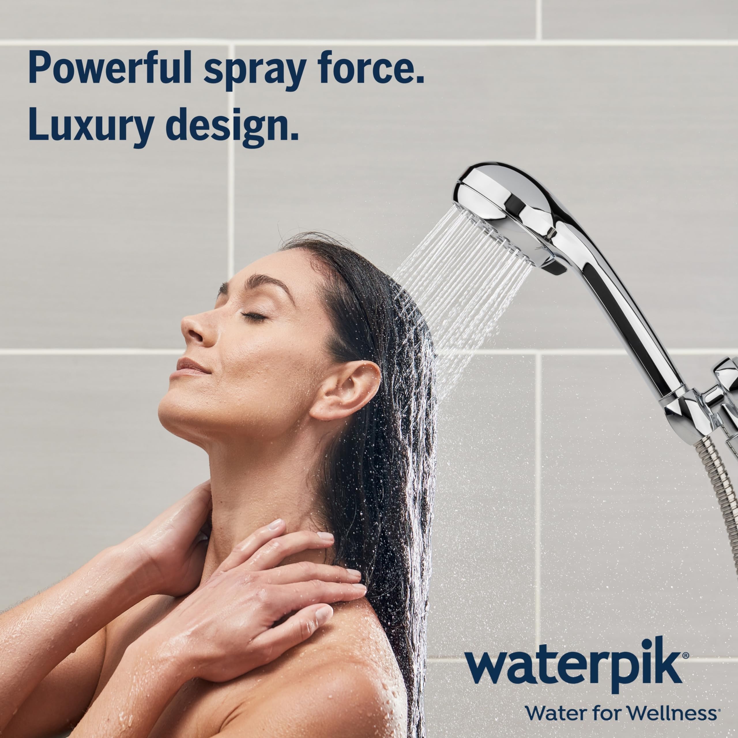 Waterpik High Pressure Hand Held Shower Head With Hose, PowerPulse Massage 6-Mode, Chrome XAL-643ME