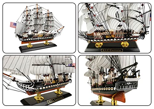 SAILINGSTORY Wooden Model Ship USS Constitution 1/225 Scale Replica Ship Model Sailboat Decor Smalll