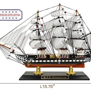 SAILINGSTORY Wooden Model Ship USS Constitution 1/225 Scale Replica Ship Model Sailboat Decor Smalll