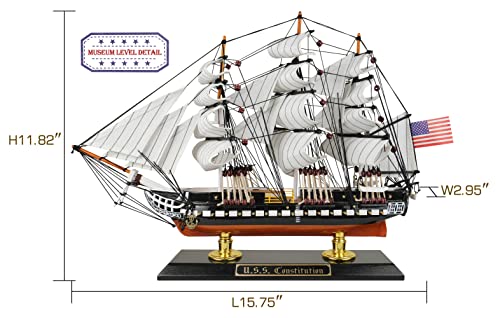 SAILINGSTORY Wooden Model Ship USS Constitution 1/225 Scale Replica Ship Model Sailboat Decor Smalll