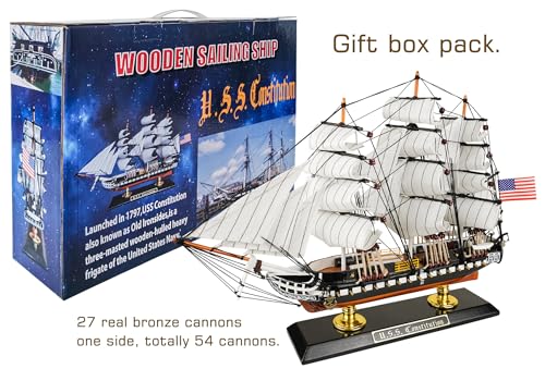 SAILINGSTORY Wooden Model Ship USS Constitution 1/225 Scale Replica Ship Model Sailboat Decor Smalll