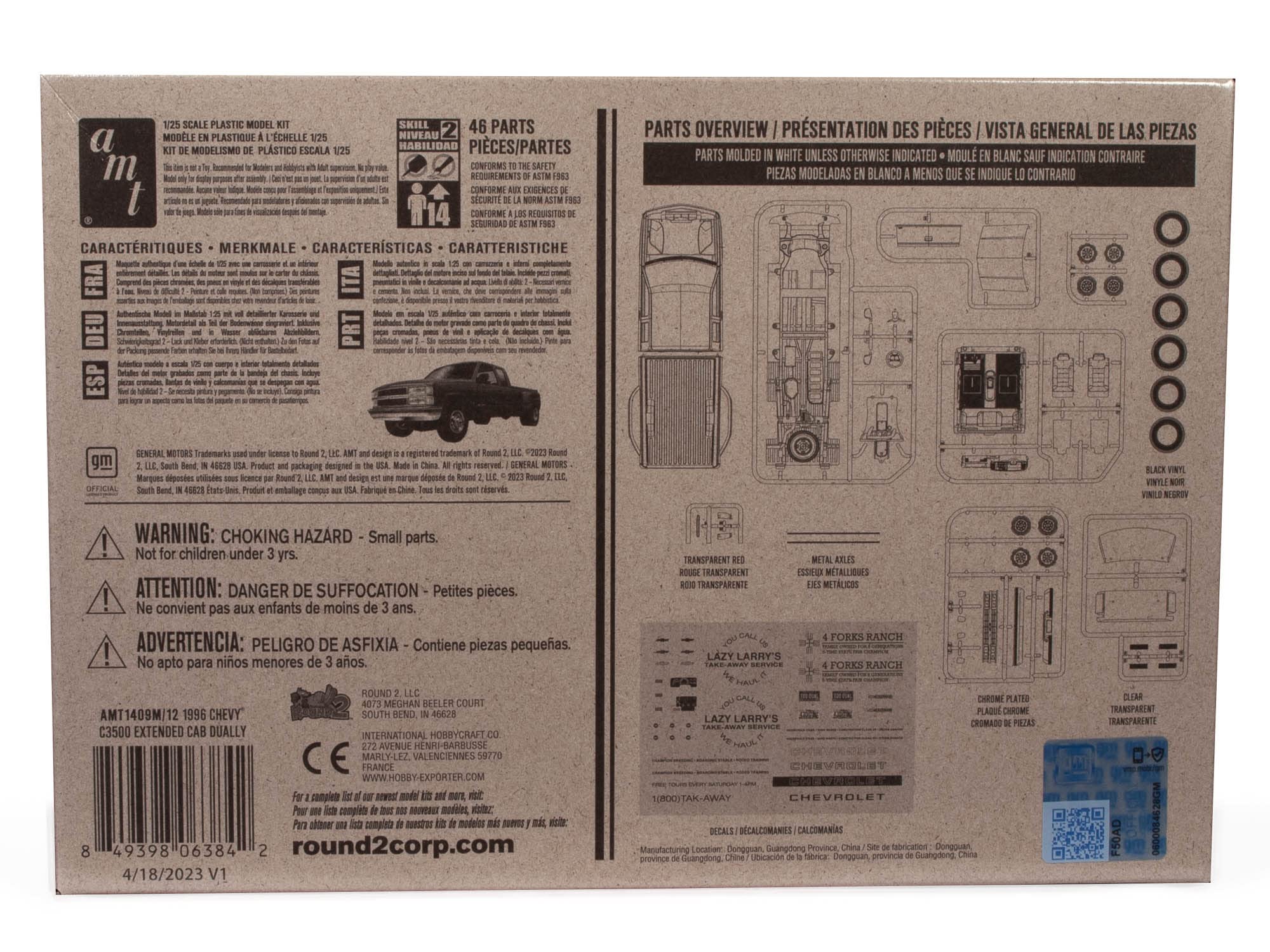 AMT 1996 Chevrolet C-3500 Dually Pickup Easy Build New Tooling 1:25 Scale Model Kit