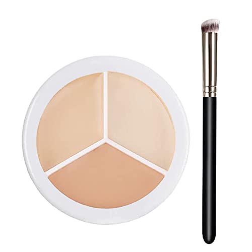 Concealer Contour Palette With Brush,3 In 1 Color Correcting Highlight Concealer Contour Makeup Palette,color corrector for dark circles，Contouring foundation palette Waterproof&Long-Lasting,contouring makeup kit for beginners Dark Circles.(White)