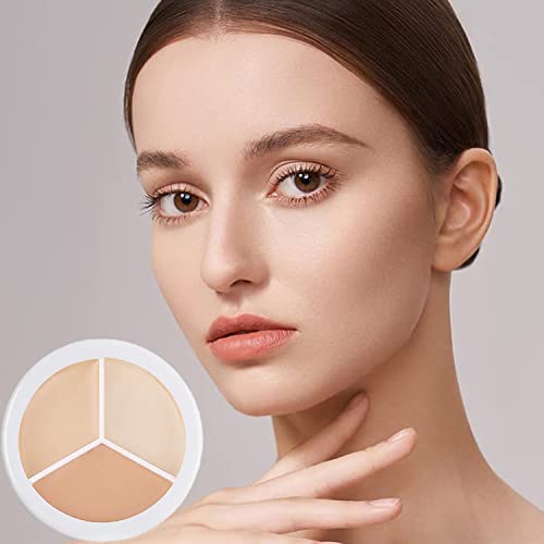 Concealer Contour Palette With Brush,3 In 1 Color Correcting Highlight Concealer Contour Makeup Palette,color corrector for dark circles，Contouring foundation palette Waterproof&Long-Lasting,contouring makeup kit for beginners Dark Circles.(White)