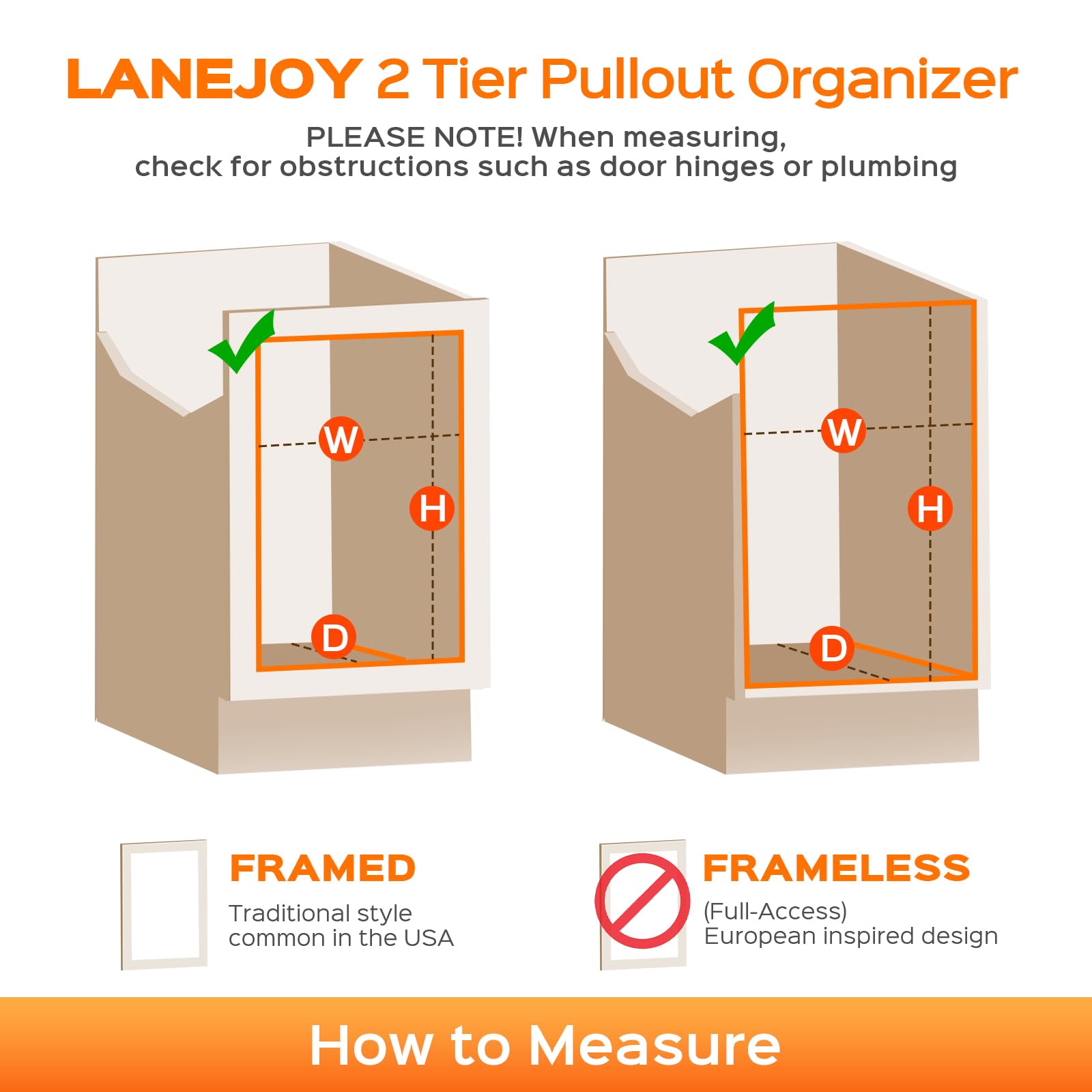 LANEJOY 2 Tier Pull Out Shelf(12 1/8" W x 16 3/8" D), Stainless Steel Slide Out Cabinet Organizer, Heavy Duty Under Sink Organization Storage for Kitchen Base Cabinet Organization