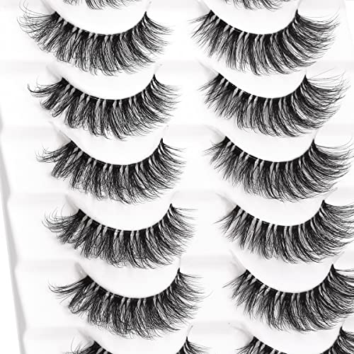 False Eyelashes Wispy with Clear Band Strip Lashes 10Pair Cat Eye Lashes D Curl Faux Mink Eyelashes For Party and Wedding by EXTENIFY (10Pairs-4A)