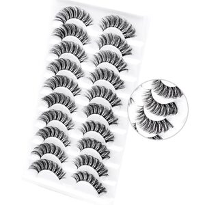 False Eyelashes Wispy with Clear Band Strip Lashes 10Pair Cat Eye Lashes D Curl Faux Mink Eyelashes For Party and Wedding by EXTENIFY (10Pairs-4A)