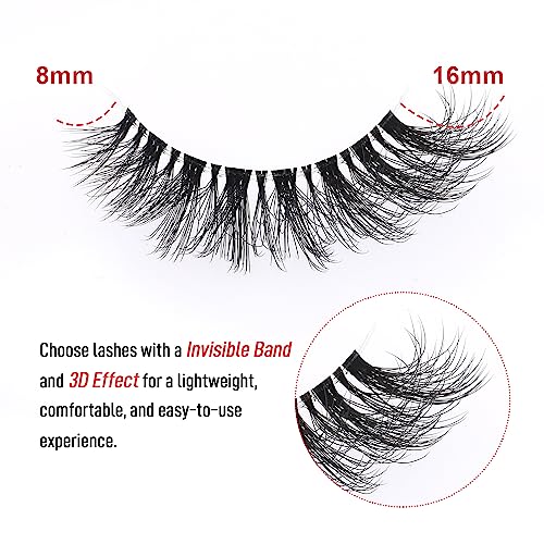 False Eyelashes Wispy with Clear Band Strip Lashes 10Pair Cat Eye Lashes D Curl Faux Mink Eyelashes For Party and Wedding by EXTENIFY (10Pairs-4A)