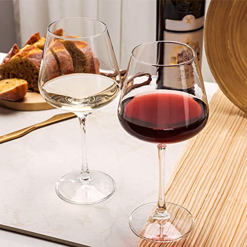 UMEIED 20 Ounce Burgundy Wine Glasses, Long Stemmed Premium Wine Glasses Set of 6, Crystal-clear