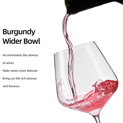 UMEIED 20 Ounce Burgundy Wine Glasses, Long Stemmed Premium Wine Glasses Set of 6, Crystal-clear