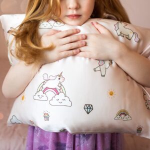 Beauty of Orient - Mulberry Toddler Baby Silk Pillowcase for Hair and Skin, Hidden Zipper, 19 Momme, Natural Hypoallergenic Cooling Pure Mulberry Pillow Cases (1pc - Toddler 13" x 18", Unicorn)