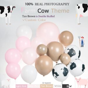 Pink Cow Balloon Garland Kit Cow Print and Pastel Pink White Tan Cowgirl Balloons for Girl my first rodeo birthday party decorations holy cow im one supplies