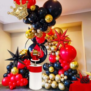 Black and Red Gold Balloon Garland kit 135Pcs Latex Chrome gold and Crown star balloons for Birthday Party anniversary 2023 graduation prom day Decorations