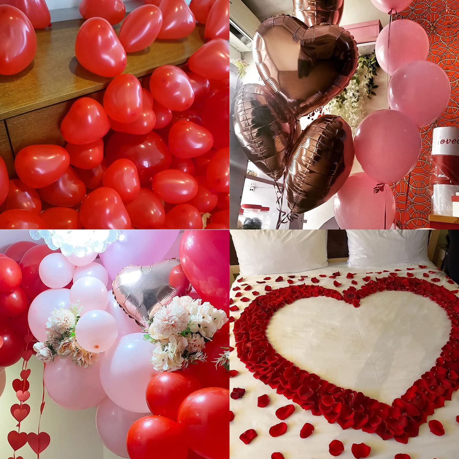 Wecepar Valentines Balloons Kit with I Love You Balloons Heart Balloon Bear Balloon Pink Balloons 1000pcs Rose Petals for Valentines Decorations Anniversary Proposal Romantic Decorations Special Night