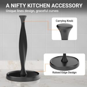 Swaitee Paper Towel Holder, Paper Towel Holder Countertop for Standard & Jumbo Rolls, Black Paper Towel Holder with Anti-Slip Weighted Base for Kitchen and Bathroom