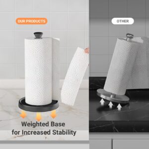 Swaitee Paper Towel Holder, Paper Towel Holder Countertop for Standard & Jumbo Rolls, Black Paper Towel Holder with Anti-Slip Weighted Base for Kitchen and Bathroom