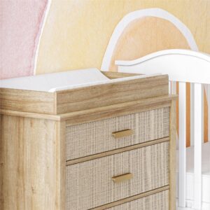 Little Seeds Shiloh 6 Drawer Dresser and Changing Table Topper Bundle, Natural