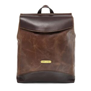 style n craft backpack, full-grain leather travel backpack, light and dark brown combination (392153)