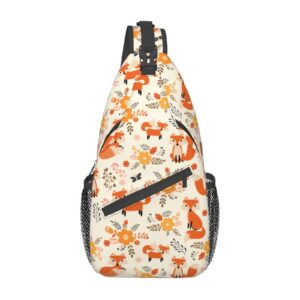 cute fox sling backpack, multipurpose crossbody shoulder bag travel hiking daypack for men women