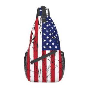 american flag stars stripes sling backpack chest bag crossbody shoulder bag travel hiking daypack for men women