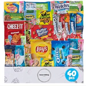 mix snacks variety pack for adults - 40 count snack box candy bulk snack food mothers day gift - healthy variety care package