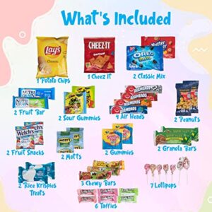 Mix Snacks Variety Pack for Adults - 40 Count Snack Box Candy Bulk Snack Food Mothers Day Gift - Healthy Variety Care Package