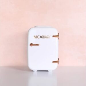 mica beauty mini skincare refrigerator thermo-electric cooler & warmer - bedroom, dorm, office, small refrigerator, cooler for desktop and travel