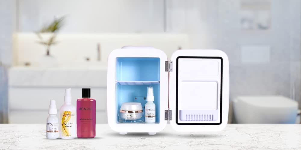 Mica Beauty Mini Skincare Refrigerator Thermo-Electric Cooler & Warmer - Bedroom, Dorm, Office, Small Refrigerator, Cooler for Desktop and Travel