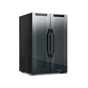 luma comfort shadow series wine cooler refrigerator 12 bottle & 39 can dual temperature zones, freestanding mirrored wine and beverage fridge with double-layer tempered glass door & compressor cooling