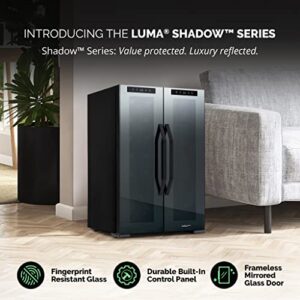 Luma Comfort Shadow Series Wine Cooler Refrigerator 12 Bottle & 39 Can Dual Temperature Zones, Freestanding Mirrored Wine and Beverage Fridge with Double-Layer Tempered Glass Door & Compressor Cooling