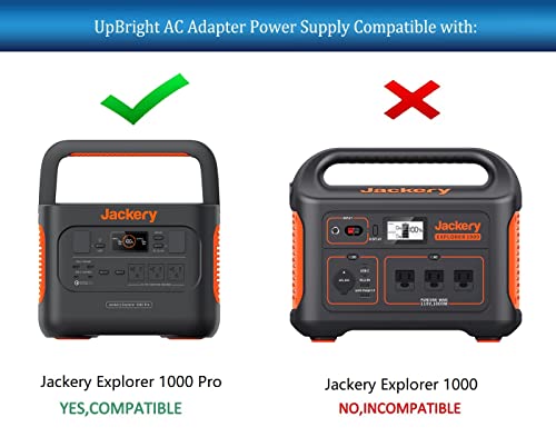 UpBright AC/DC Adapter Compatible with Jackery Explorer 1000 Pro 1000Pro JE-1000B Portable Power Station 1002Wh Solar Generator 43.2V 23.2Ah Li-ion Battery 12V-60V Charger PSU (Not fits Explorer 1000)