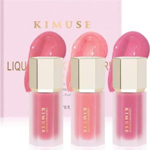 KIMUSE Soft Liquid Blush Makeup Trio, Weightless, Long-lasting Liquid Blush, Luxurious, Dewy Finish, Blends Effortlessly, Healthy Flush, 3 * 0.179 Oz