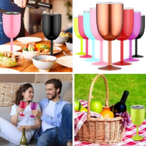 Yinder 8 Pcs Stemmed Stainless Steel Wineglasses, 12 oz Stainless Wine Goblet with Lids Double Wall Insulated Unbreakable Goblets Insulated Stem Wine Tumbler for Friendship Birthday Party Supplies