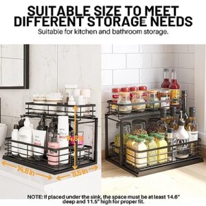 Under Sink Organizer - 2 Tier Pull Out Cabinet Organizers and Storage, 3 Baskets Slide Out Kitchen Organization for Counter Space, for Bathroom, Pantry, Laundry Room, New Home Essentials