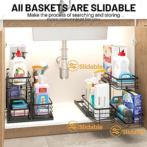 Under Sink Organizer - 2 Tier Pull Out Cabinet Organizers and Storage, 3 Baskets Slide Out Kitchen Organization for Counter Space, for Bathroom, Pantry, Laundry Room, New Home Essentials