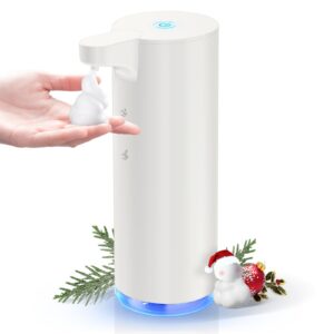 automatic foaming soap dispenser: laopao rechargeable touchless soap dispenser stainless steel foam soap dispenser for bathroom hand soap pump for kitchen xmas gift, 9oz, white