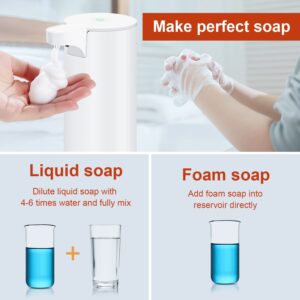 Automatic Foaming Soap Dispenser: LAOPAO Rechargeable Touchless Soap Dispenser Stainless Steel Foam Soap Dispenser for Bathroom Hand Soap Pump for Kitchen Xmas Gift, 9oz, White