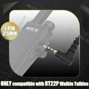 Retevis RT22P Walkie Talkie Earpiece with Mic 1 Pin 3.5mm, Double Cable, Side PTT, Compatible RT22P RB19 RB19P Two Way Radios, Soft C-Type Earhook Walkie-Talkie Earpiece(10 Pack)